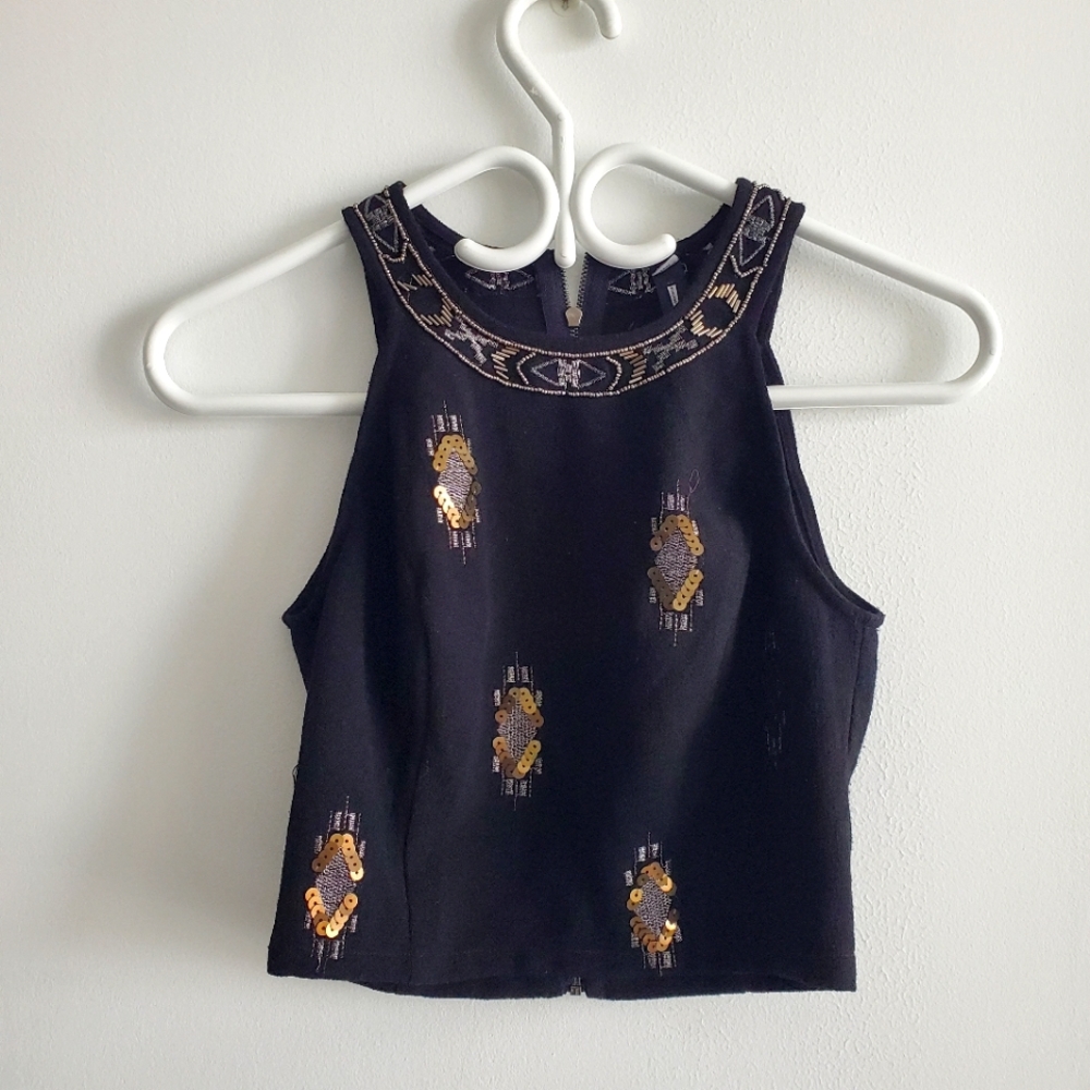 Design Lab Women's Black Crop top - Small